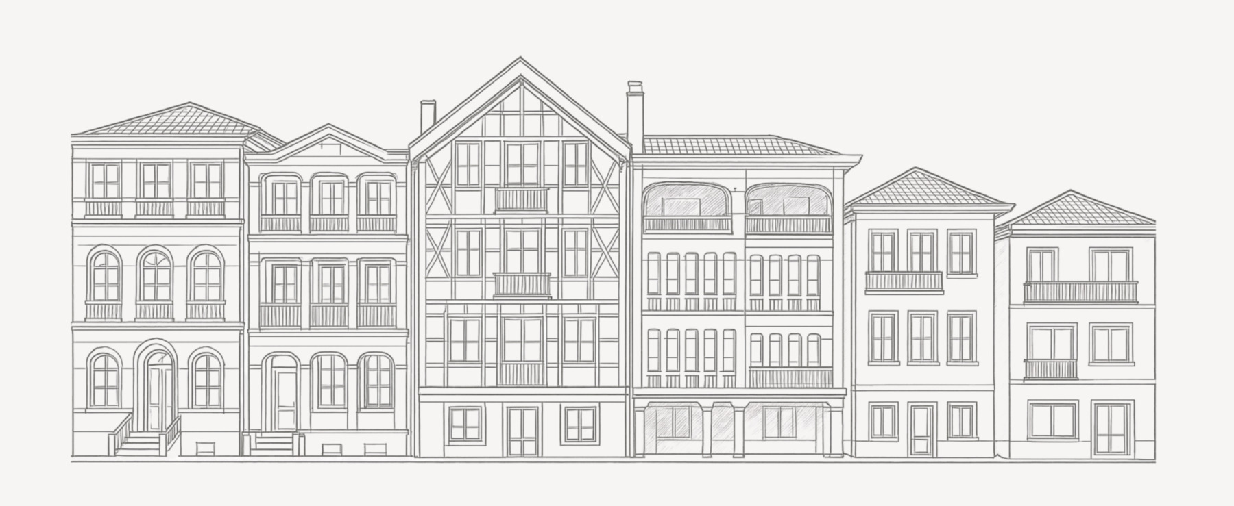 Line drawing of the Bosphorus yalıs